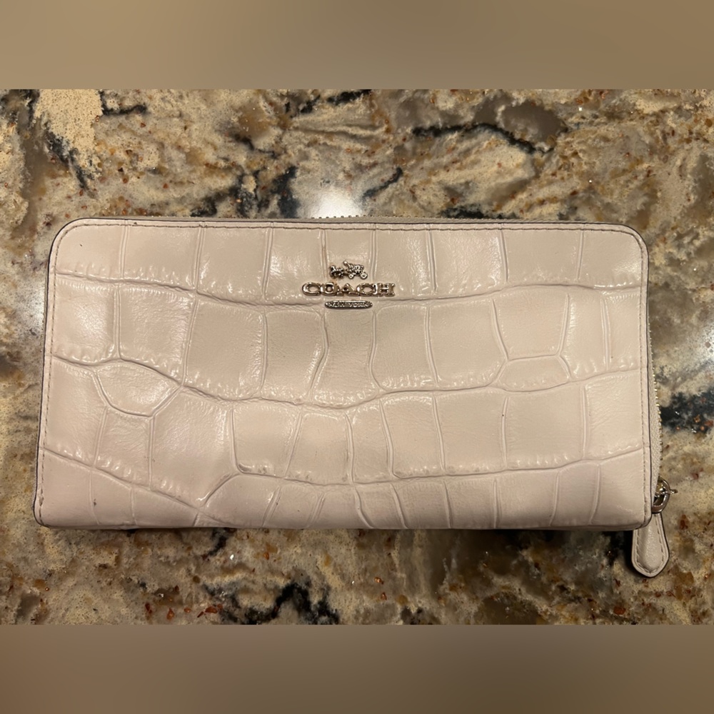 Coach Embossed Croc Accordion Zip Wallet